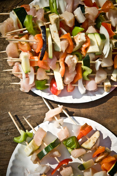 The Philly Youth network preps skewers for lunch pulled right form the garden