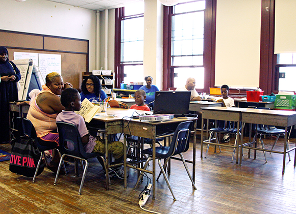 Inside a classroom.