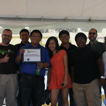 The team from Bright Ideas celebrates their Green Innovator title at Clean Air Council's GreenFest