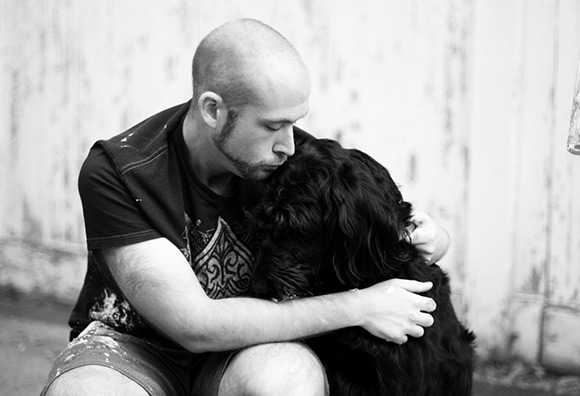 Timothy Walsh with his dog Spencer