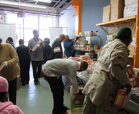 A busy day at the Equal Dollars Food Market