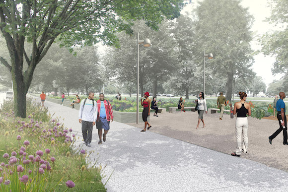 A rendering of the Centennial Commons' 'Neighborhood Edge'