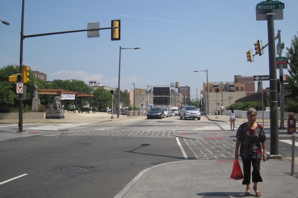 Crossing the Vine Street Expressway