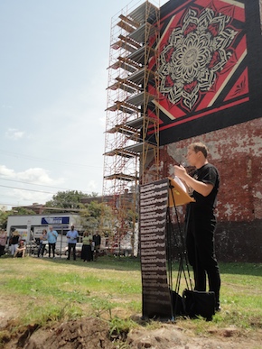 Shepard Fairey at his new mural