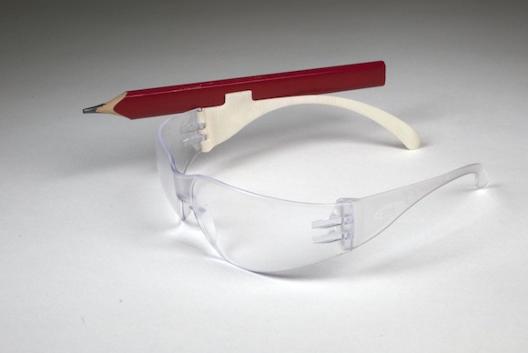 A pencil clip for work goggles