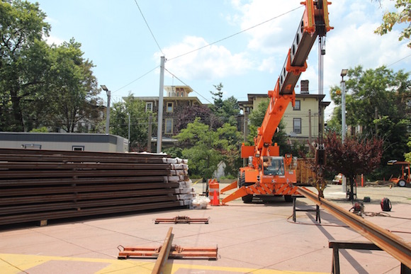 Prep work outside the Trolley Portal at 40th and Baltimore