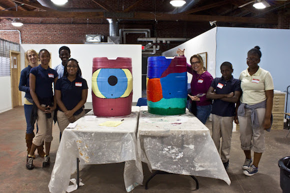 PSD's rain barrels at Mt. Airy Art Garage