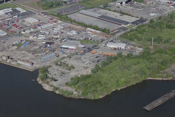 An aerial photo of the planned park