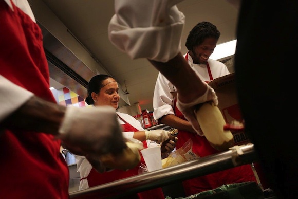 Culinary arts students help prepare the daily meal each day as part of their training