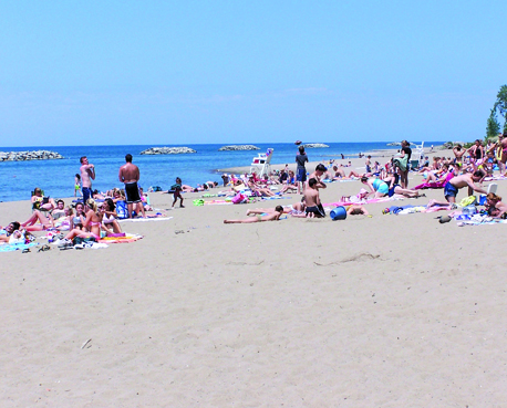 On the beach in Erie. 