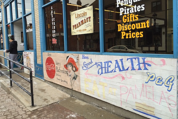 Murals outside Pamela's Diner