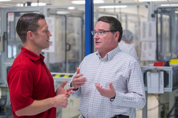 Manufacturing Manager Mike Foley (left) and Ron Ticho