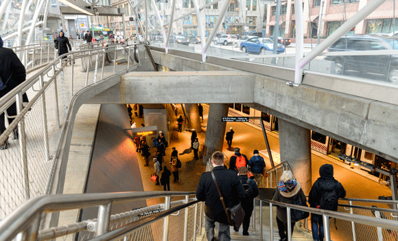 The entrance to Gateway Station near Market Square