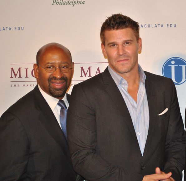 Mayor Michael Nutter with David Boreanaz