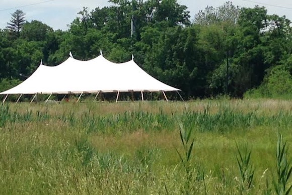 A wedding tent at Bartram's Garden
