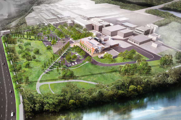Aerial rendering of the Pennovation Center