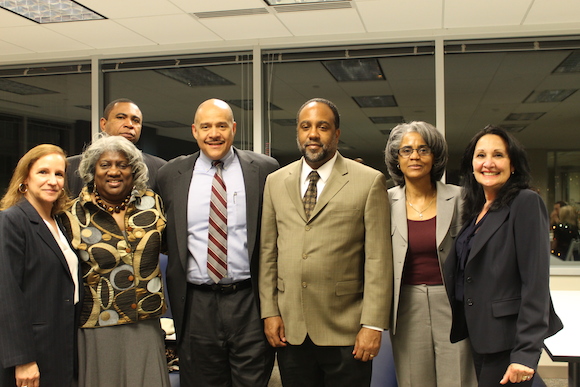 Some William Penn advocates attended the Philadelphia STEM Summit; From left to right: Miriam Hernandez, EdD WPDC Board; Maria Beamer, WPDC Board; Jonathan Lee, WPDC Advisor; Philip Harris, WPDC Board; Chad Womack, PhD UNCF and WPDC Advisor; Inez Hen