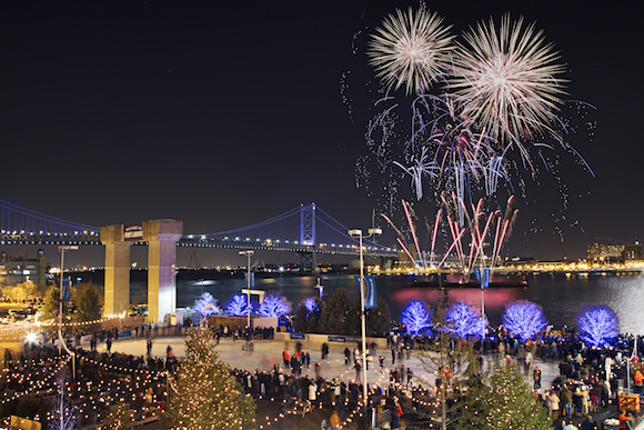 New Year's Eve fireworks over the Delaware River