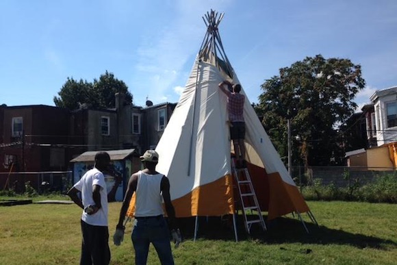 The teepee goes up