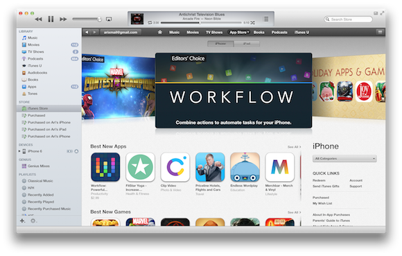 Workflow on the app store