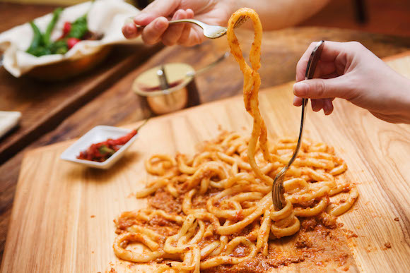 Maccheroni alla mugnaia with ragu at Le Virtu